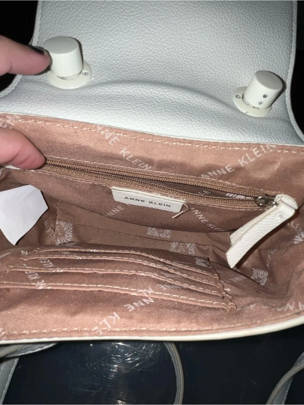 Anne Klein White Pebbled Top-Handle Satchel